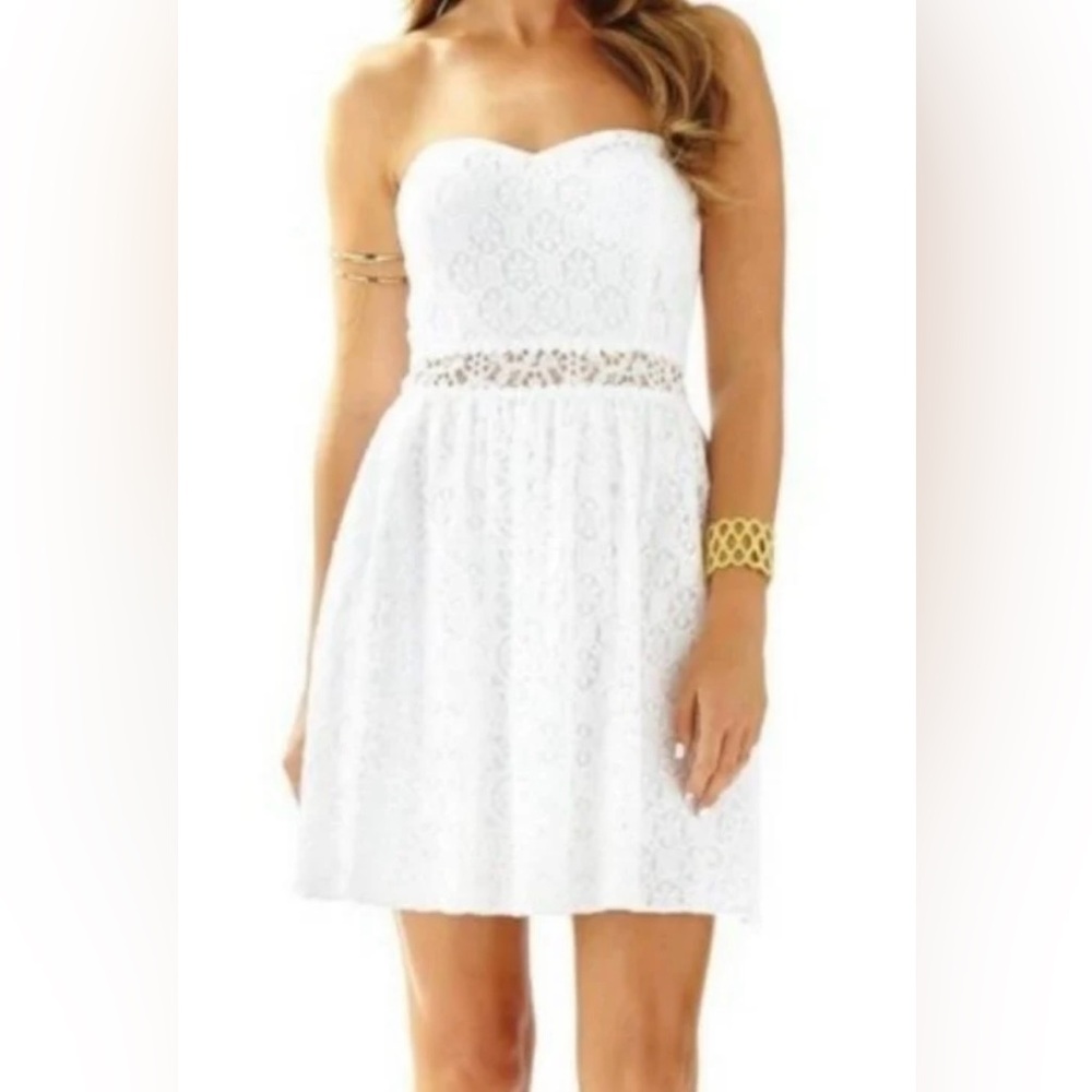 Lilly Pulitzer White Strapless Lace Dress size S